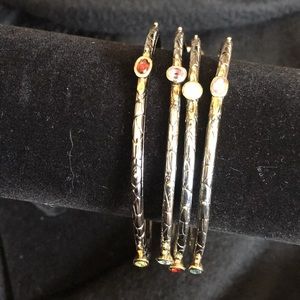 Fadi India 925 Multi Gemstone Silver Stack Bangles